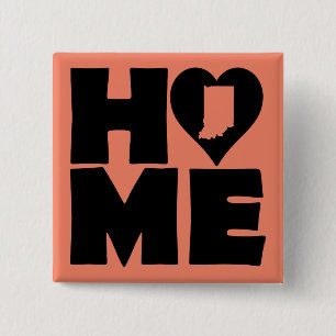 Indiana Home Heart State Button Badge Pin