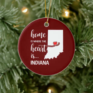 Indiana home is where the heart is ceramic ornamen ornament