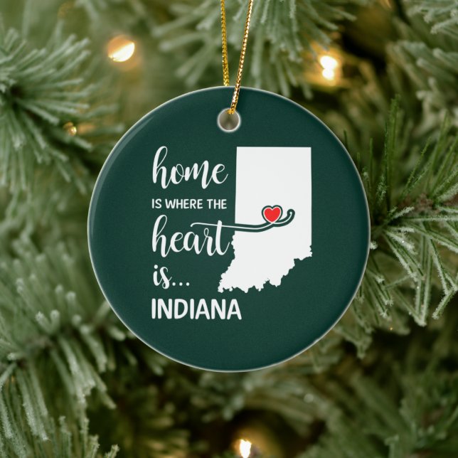 Indiana home is where the heart is ceramic ornament (Tree)