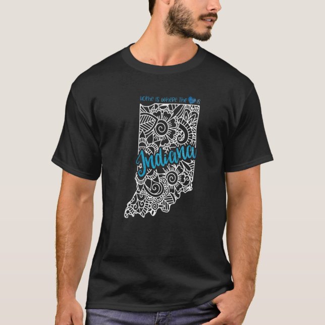 Indiana Home State In Mandala Map Usa America Us P T-Shirt (Front)