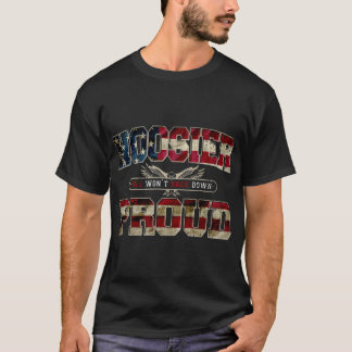 Indiana Hoosier Gift Proud US Flag Awesome Design  T-Shirt