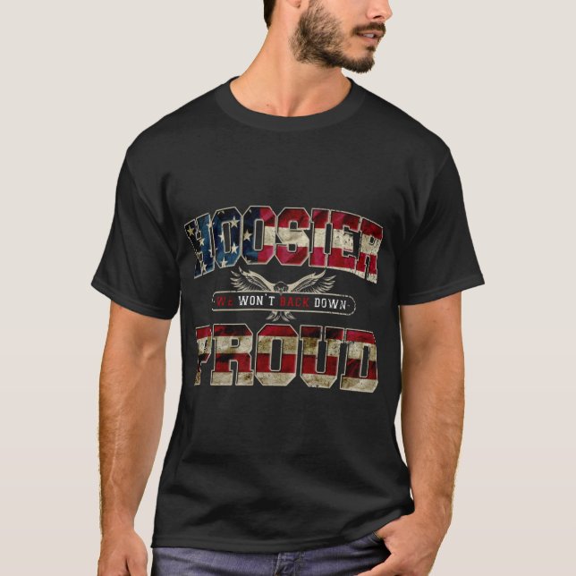 Indiana Hoosier Gift Proud US Flag Awesome Design  T-Shirt (Front)