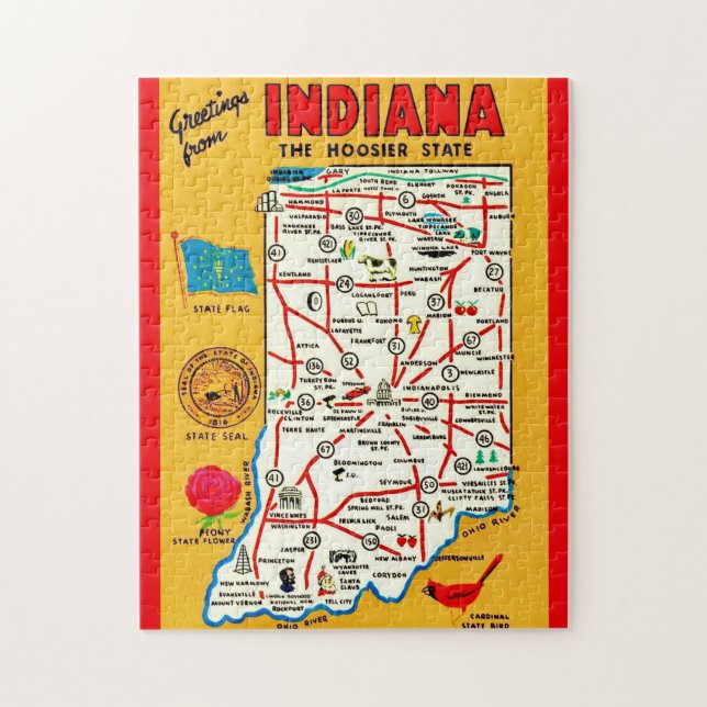  Indiana Hoosier Map  Jigsaw Puzzle (Vertical)