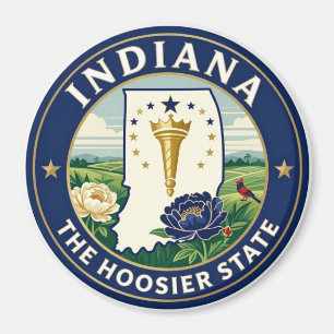 INDIANA Hoosier State Heritage Emblem Magnet