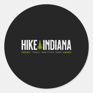 Indiana In Turkey Run State Park Hike Tree Retro G Classic Round Sticker