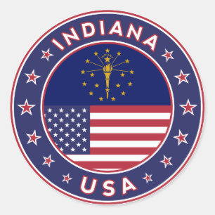 Indiana, Indiana t-shirt, Indiana sticker, Classic Round Sticker