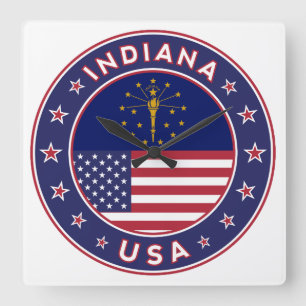 Indiana, Indiana t-shirt, Indiana sticker, Square Wall Clock
