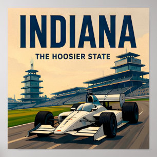 Indiana Indianapolis Midwest Road Trip Travel Poster