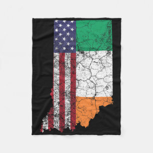Indiana - Irish American Flag St. Patrick's Day Sa Fleece Blanket