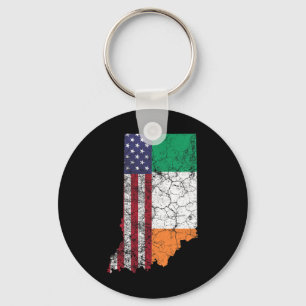 Indiana - Irish American Flag St. Patrick's Day Sa Key Ring