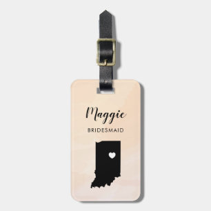 Indiana Map Luggage Tag, Wedding Party Welcome Tag