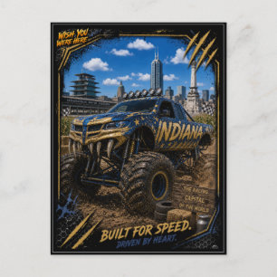Indiana Monster Truck Off Road Art Postcard