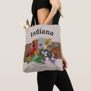 Indiana Northern Cardinals with Native Plants Tote Bag