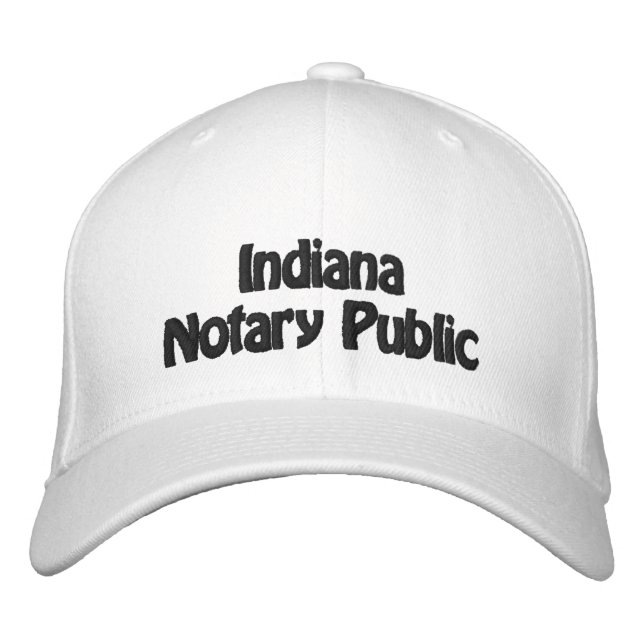 Indiana Notary Public Embroidered Baseball Cap (Front)