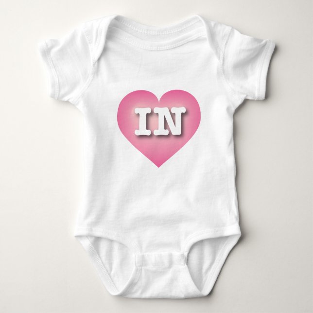 Indiana Pink Fade Heart - I love IN Baby Bodysuit (Front)