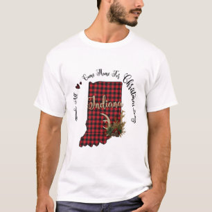 Indiana Plaid All Come Home For Christmas T-Shirt