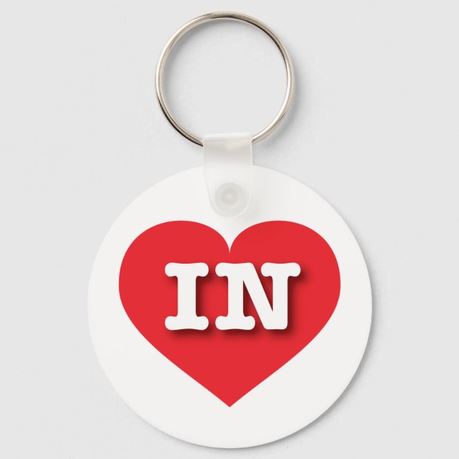 Indiana Red Heart - I love IN Key Ring (Front)