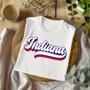 Indiana Red White and Blue Vintage Script T-Shirt
