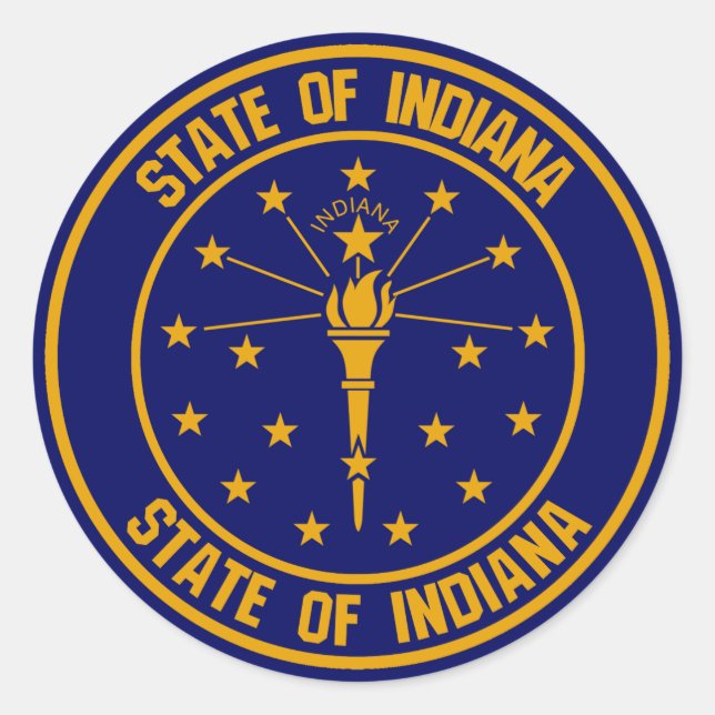 Indiana Round Emblem Classic Round Sticker (Front)