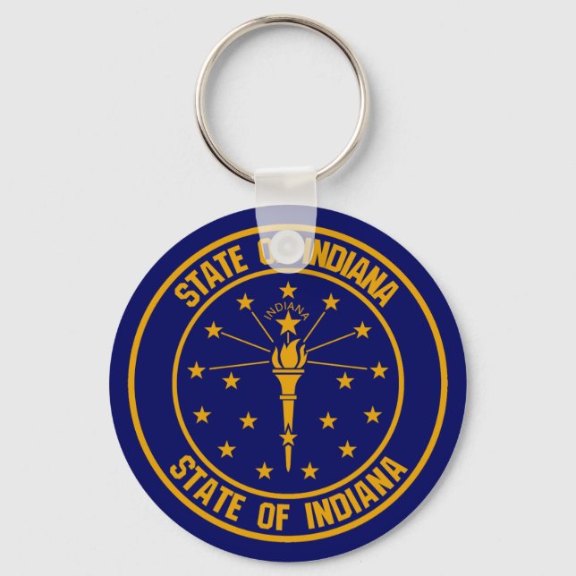 Indiana Round Emblem Key Ring (Front)