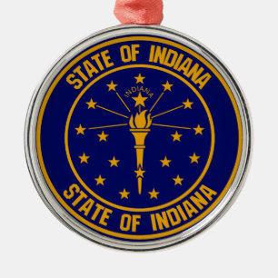 Indiana Round Emblem Metal Ornament
