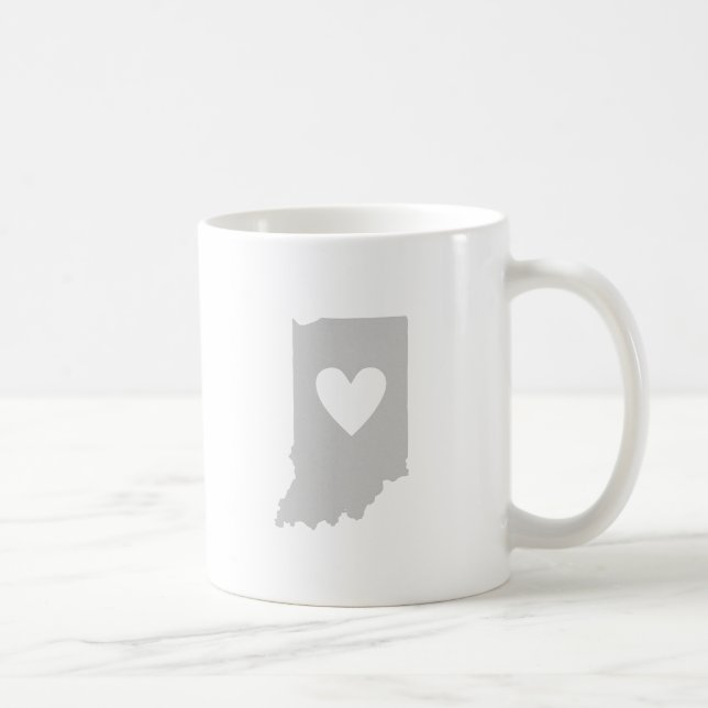 Indiana Shaped Grey Heart Indianan Love Hoosier Coffee Mug (Right)