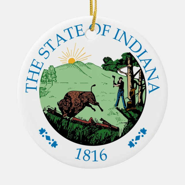 Indiana sign ceramic ornament (Front)