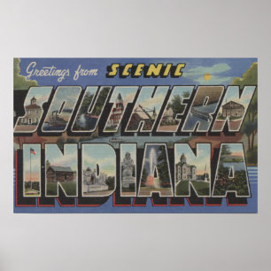 Indiana (Southern) - Large Letter Scenes Poster