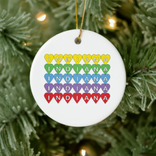 Indiana Souvenir Colourful Heart Ceramic Ornament