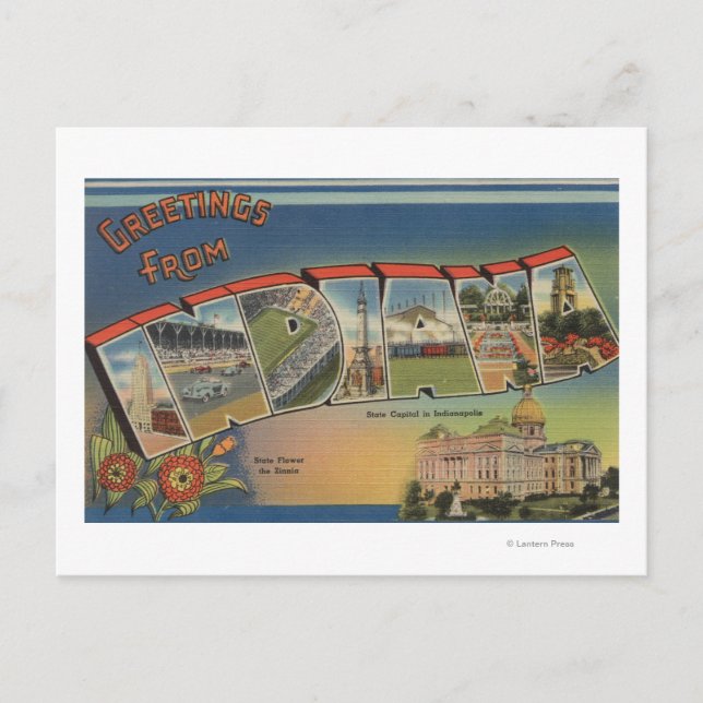 Indiana (State Capital/Flower) Postcard (Front)