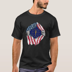 Indiana State Flag American Blood Inside Me T-Shirt