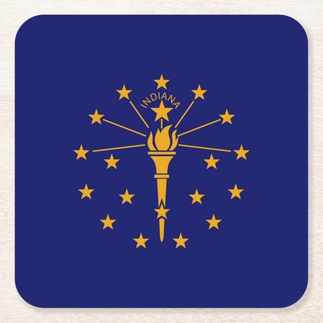 Indiana State Flag Design Square Paper Coaster (Front)