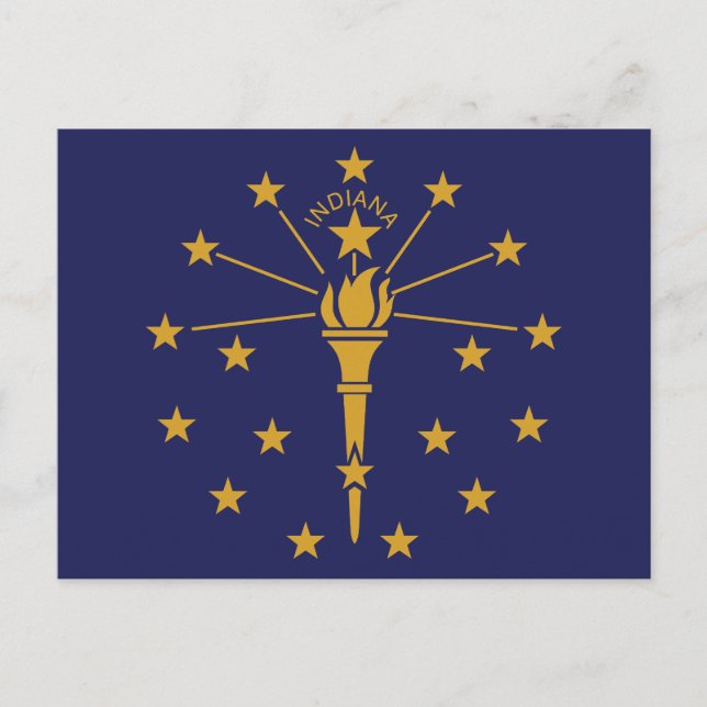 Indiana State Flag Hoosier State Torch 19 Stars  Postcard (Front)