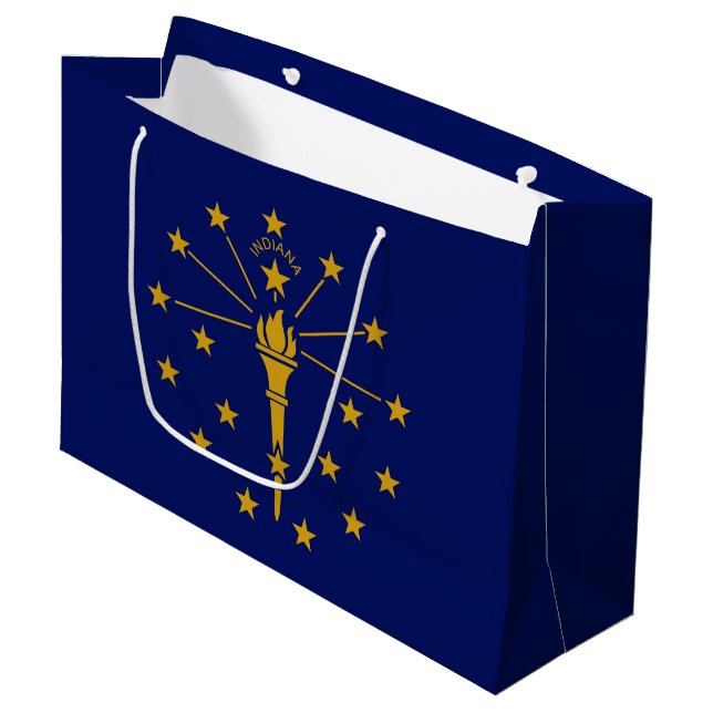 Indiana State Flag Large Gift Bag (Front Angled)