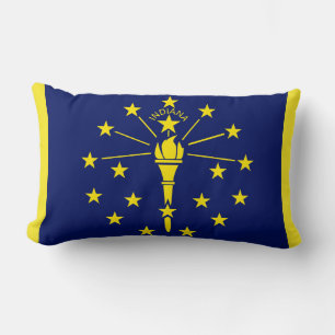 Indiana State Flag Print Patriotic Lumbar Cushion