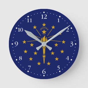 Indiana State Flag Round Clock