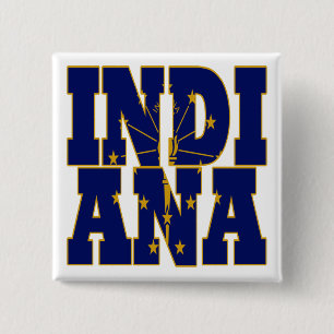 Indiana state flag text 15 cm square badge