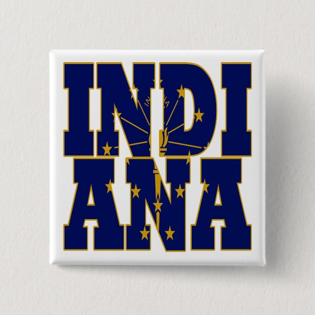 Indiana state flag text 15 cm square badge (Front)