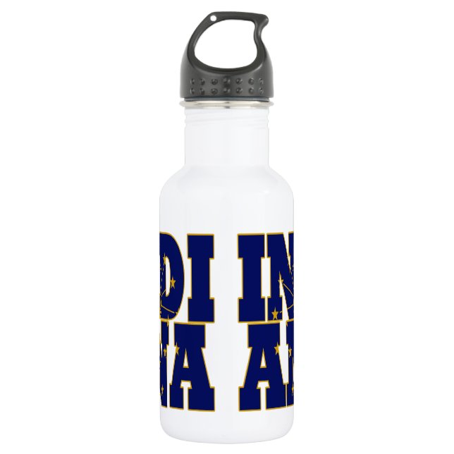 Indiana state flag text 532 ml water bottle (Front)