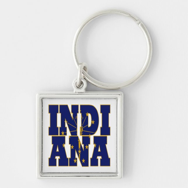 Indiana state flag text key ring (Front)