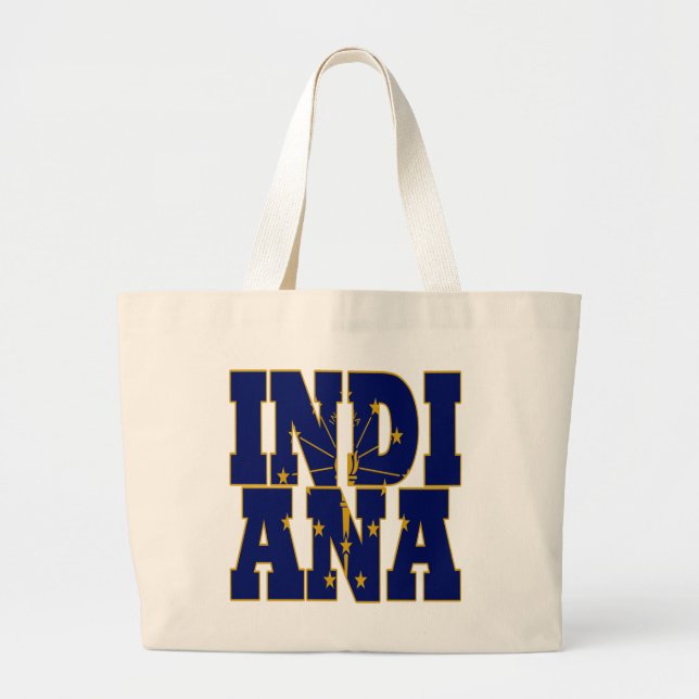 Indiana state flag text large tote bag (Front)