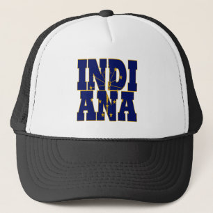Indiana state flag text trucker hat