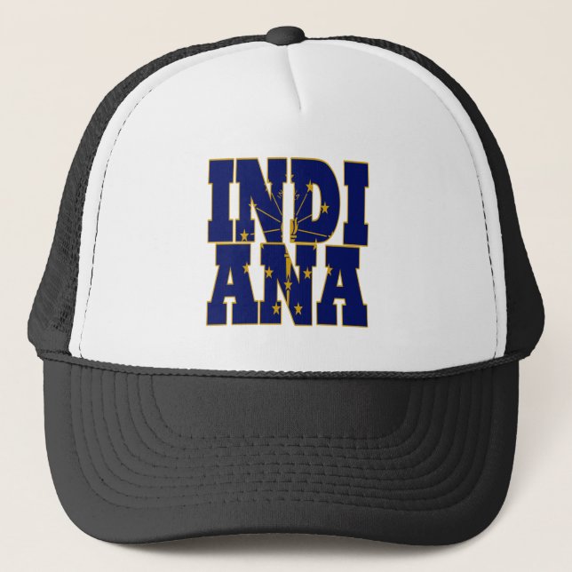 Indiana state flag text trucker hat (Front)