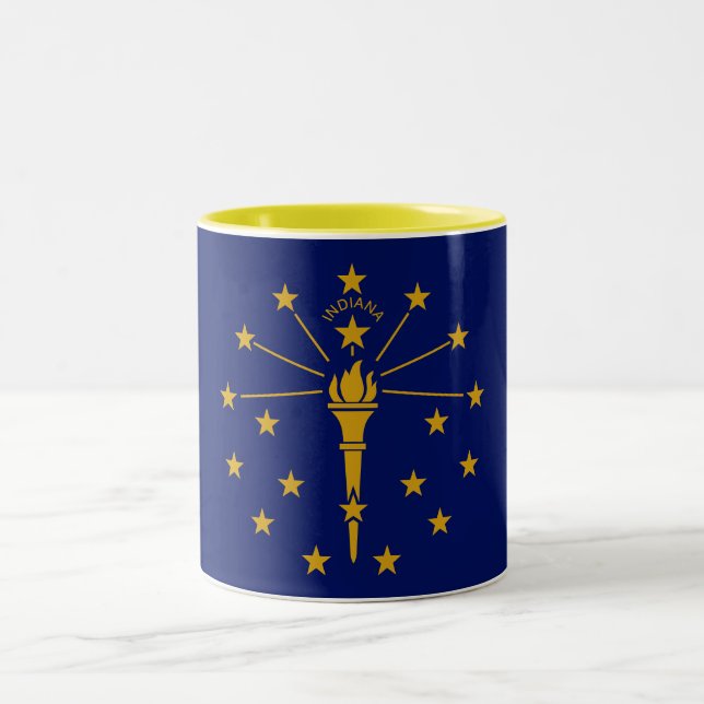 Indiana State Flag Two-Tone Coffee Mug (Center)