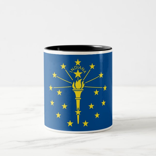 Indiana State Flag Two-Tone Coffee Mug (Center)