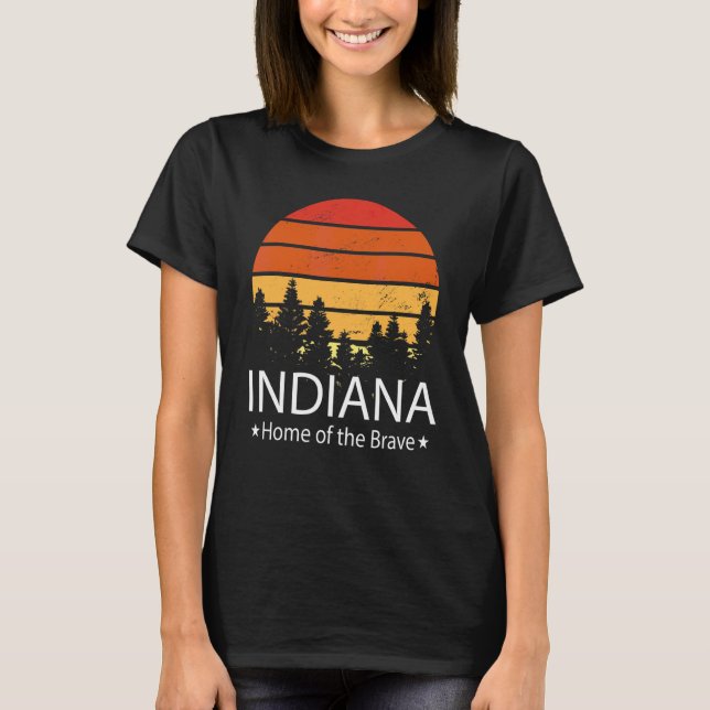 Indiana State Home Of The Brave Indiana Love T-Shirt (Front)