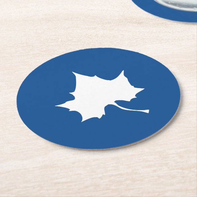 Indiana State Leaf Round Paper Coaster (Angled)