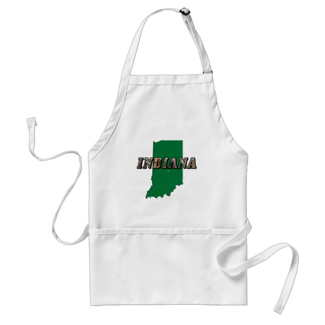 Indiana State Map Green Outline & Photo Text Standard Apron (Front)