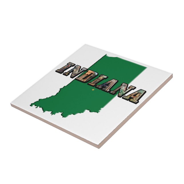 Indiana State Map Picture Text Tile (Side)