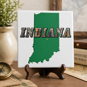 Indiana State Map Picture Text Tile